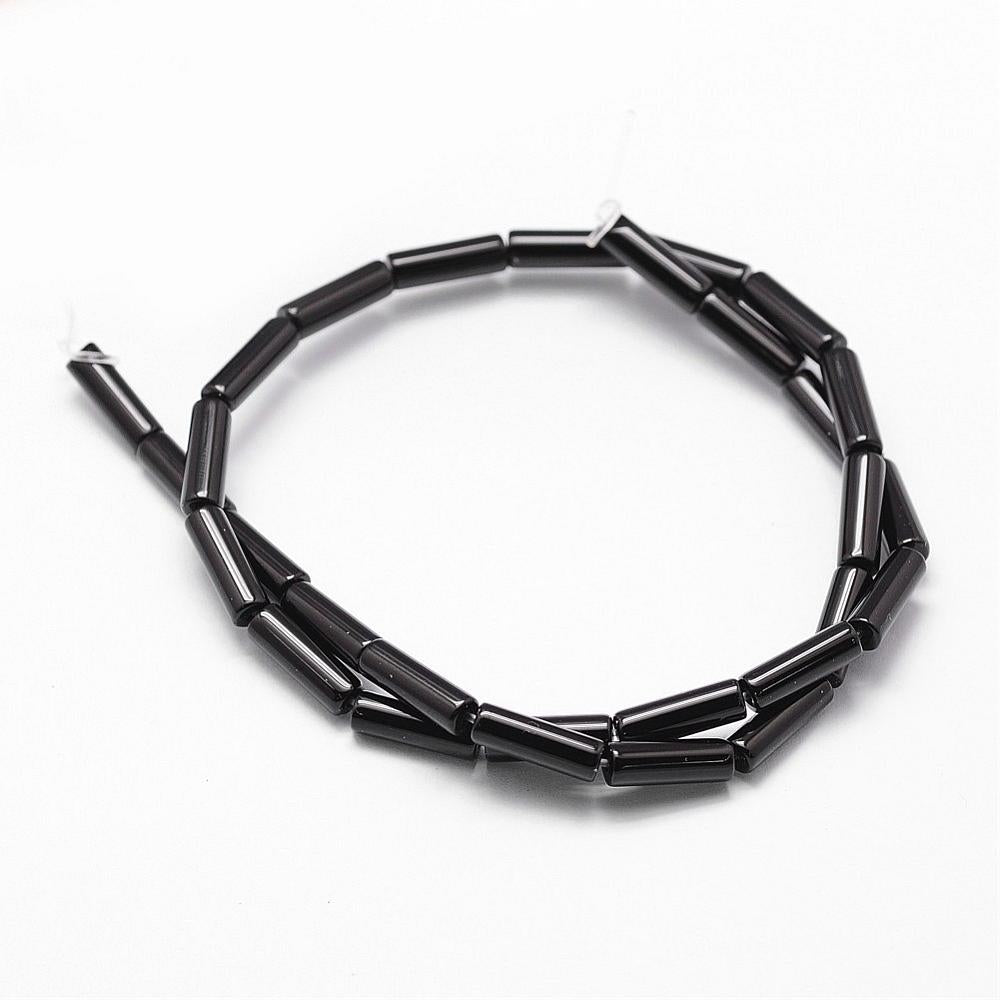 Edelsteen Kraal Zwart Onyx Tube Zwart 13mm - per stuk-Kralen-Kraaltjes van Renate