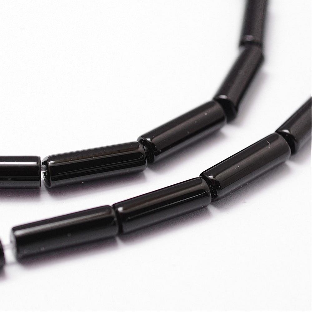 Edelsteen Kraal Zwart Onyx Tube Zwart 13mm - per stuk-Kralen-Kraaltjes van Renate