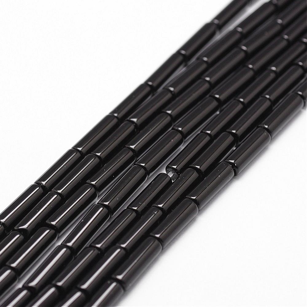 Edelsteen Kraal Zwart Onyx Tube Zwart 13mm - per stuk-Kralen-Kraaltjes van Renate