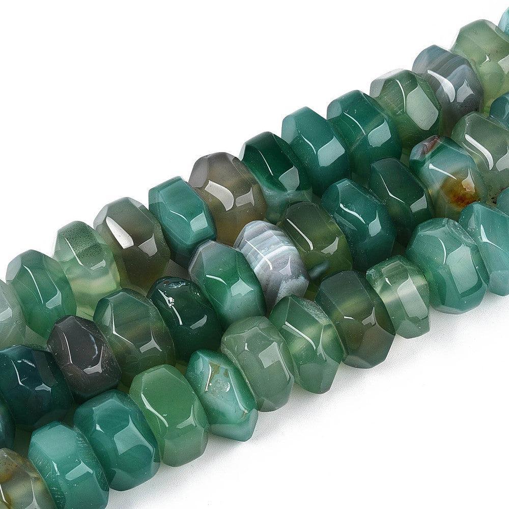 Edelsteen Kralen Agaat Facet Rondel Zeegroen 18x10mm - per stuk-Kralen-Kraaltjes van Renate