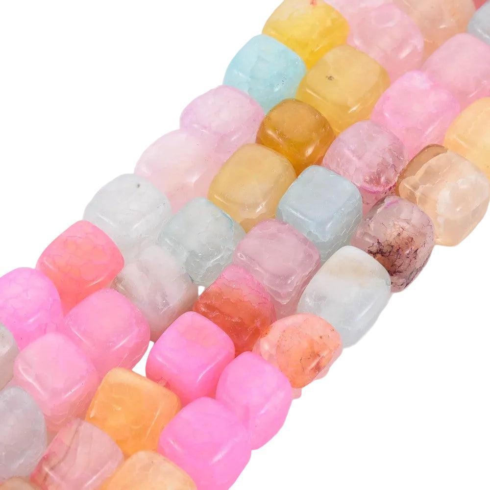 Edelsteen Kralen Agaat Kubus Pearl Pink 6,5mm - 12 stuks-Kraaltjes van Renate