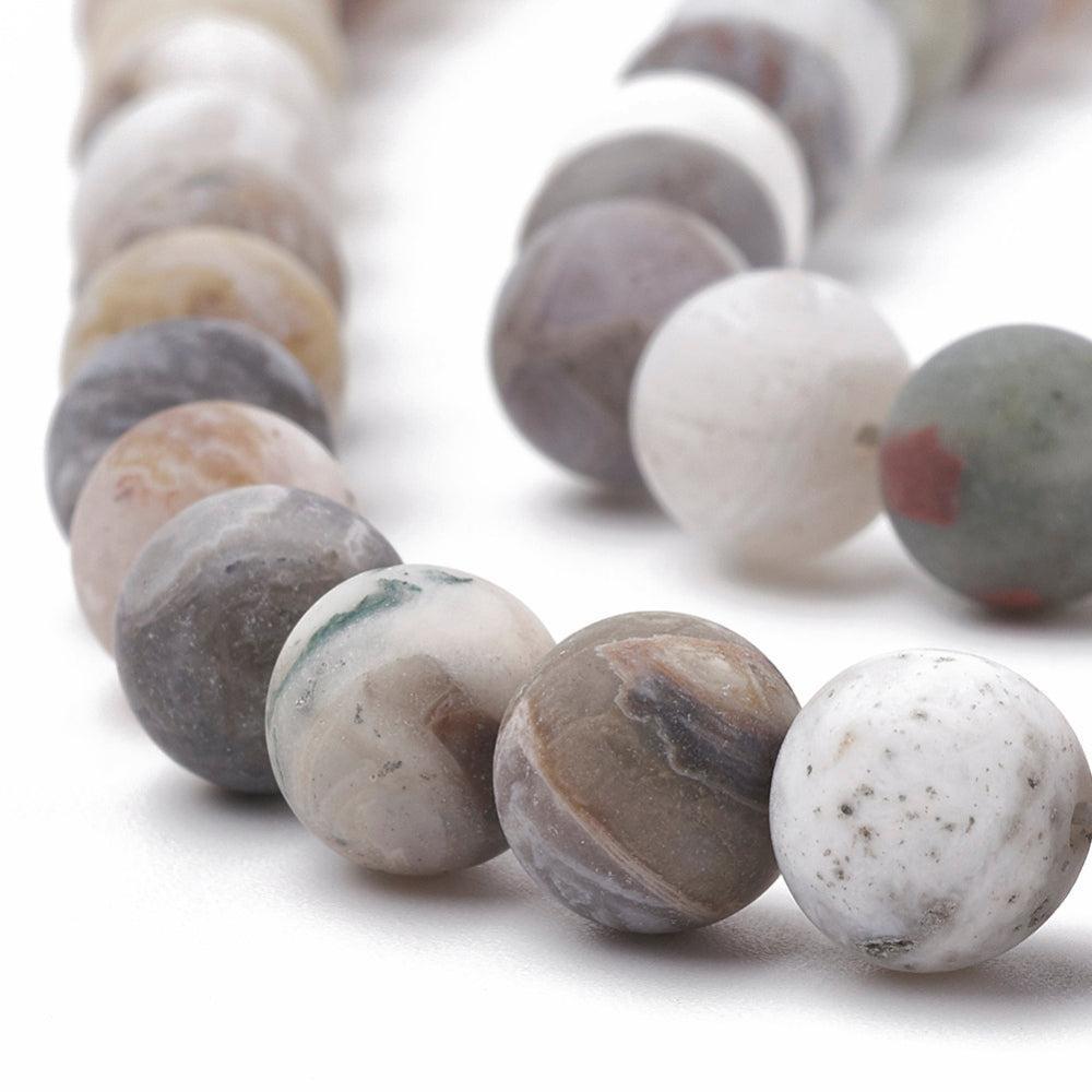 Edelsteen Kralen Agaat Rond Grijs Bruin mat 4mm - 20 stuks-Kralen-Kraaltjes van Renate