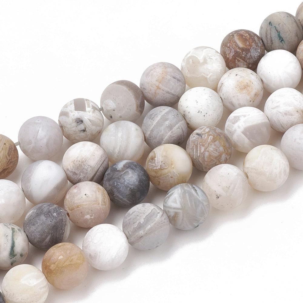 Edelsteen Kralen Agaat Rond Grijs Bruin mat 4mm - 20 stuks-Kralen-Kraaltjes van Renate