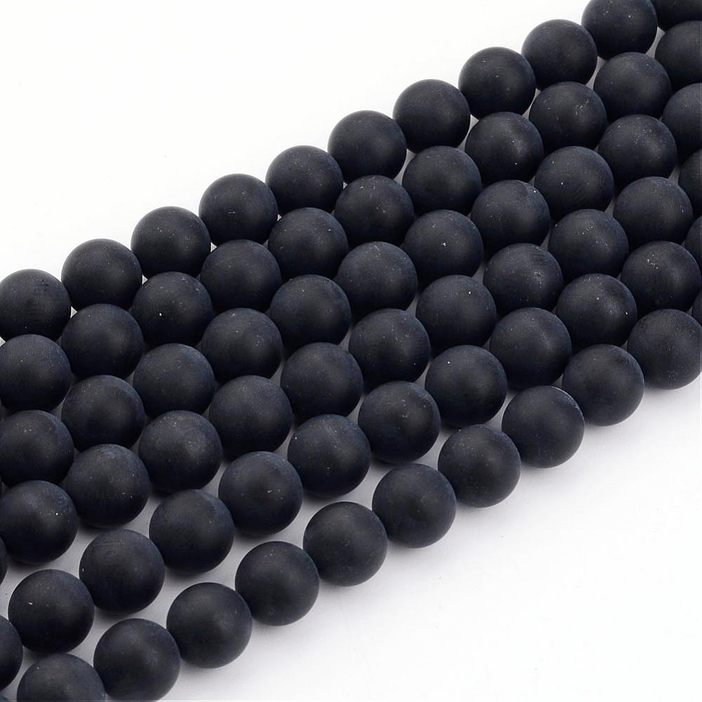 Edelsteen Kralen Zwarte Agaat Rond Zwart 4mm - 20 stuks-Kralen-Kraaltjes van Renate