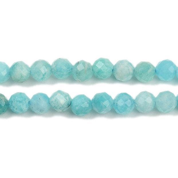 Edelsteen Kralen Amazoniet Facet Rond 3mm - per streng (± 115 stuks)-Kralen-Kraaltjes van Renate