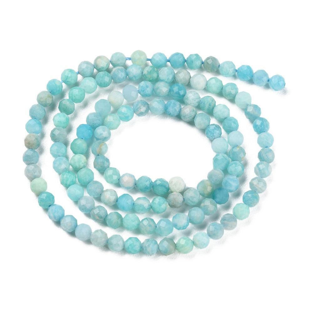 Edelsteen Kralen Amazoniet Rond 3mm - per streng (± 121 stuks)-Kralen-Kraaltjes van Renate