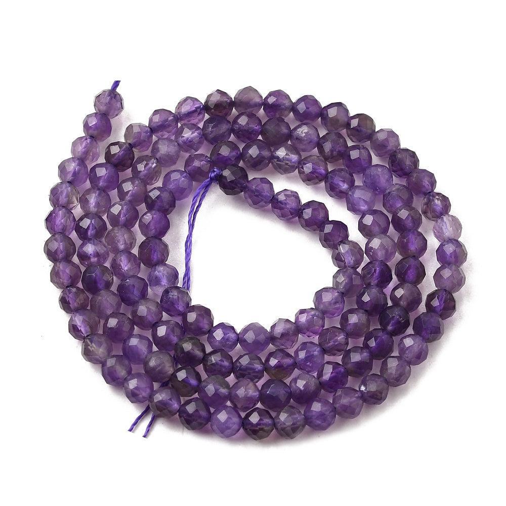 Edelsteen Kralen Amethist Facet 3mm - per streng (± 108 stuks)-Kralen-Kraaltjes van Renate