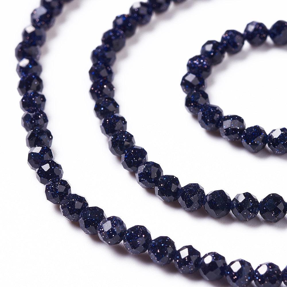 Edelsteen Kralen Blauwe Goudsteen Rond Blauw 3mm - per 20 stuks-Kralen-Kraaltjes van Renate