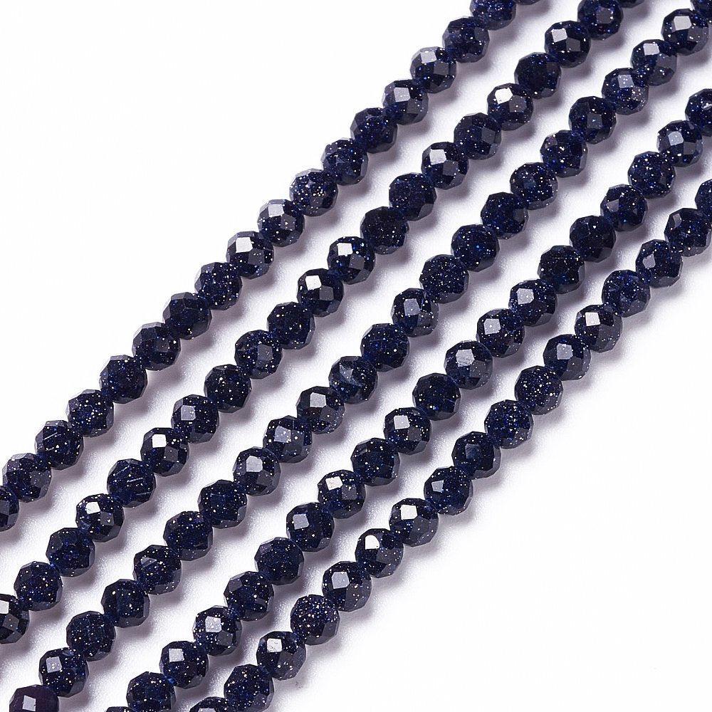 Edelsteen Kralen Blauwe Goudsteen Rond Blauw 3mm - per 20 stuks-Kralen-Kraaltjes van Renate