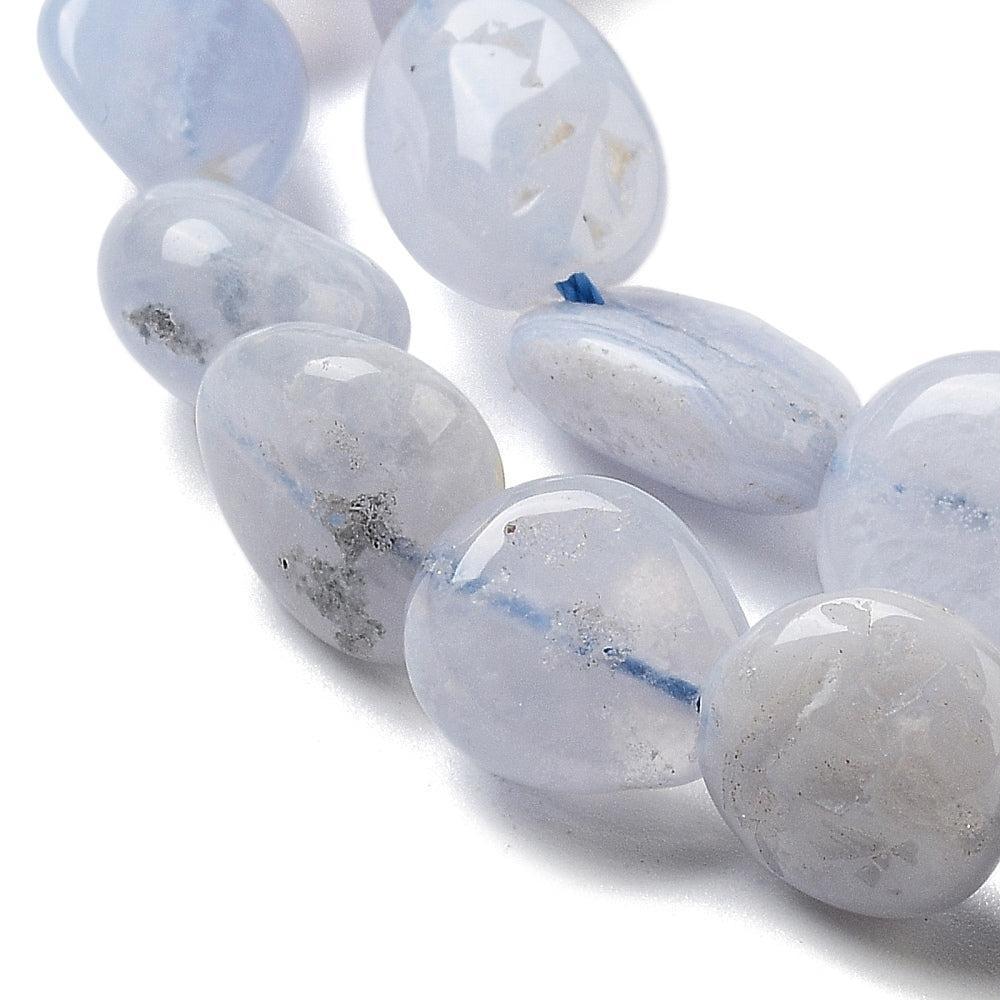Edelsteen Kralen Blauwe Kantsteen Agaat Nugget Blauw 11mm - per stuk-Kralen-Kraaltjes van Renate