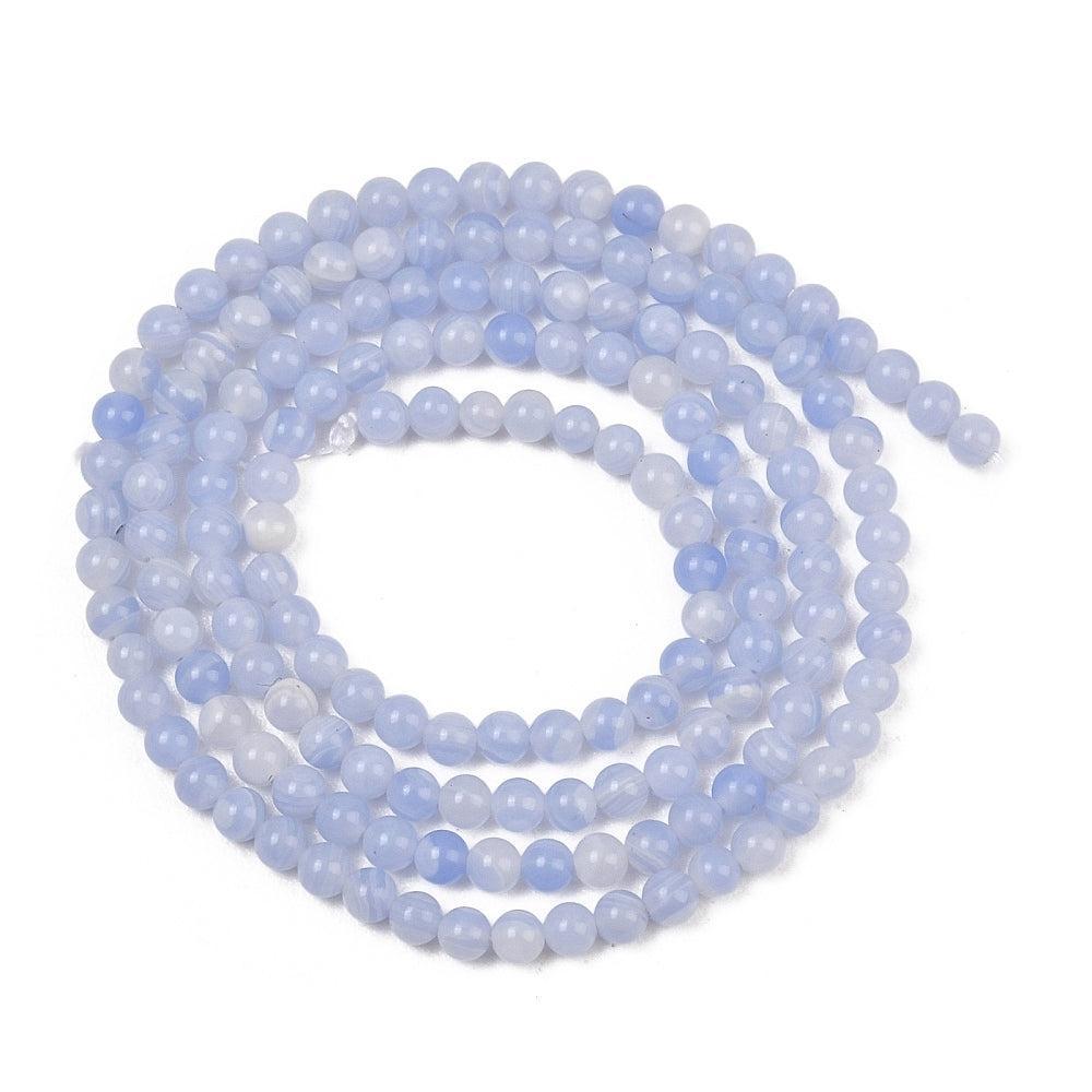 Edelsteen Kralen Blauwe Kantsteen Agaat Rond Blauw 2.5mm - per streng (± 160 stuks)-Kralen-Kraaltjes van Renate
