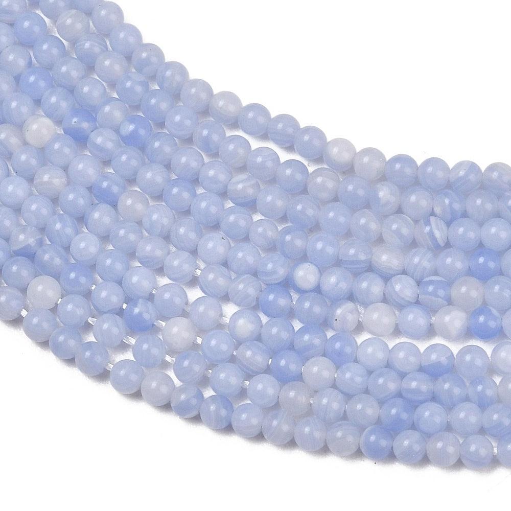 Edelsteen Kralen Blauwe Kantsteen Agaat Rond Blauw 2.5mm - per streng (± 160 stuks)-Kralen-Kraaltjes van Renate