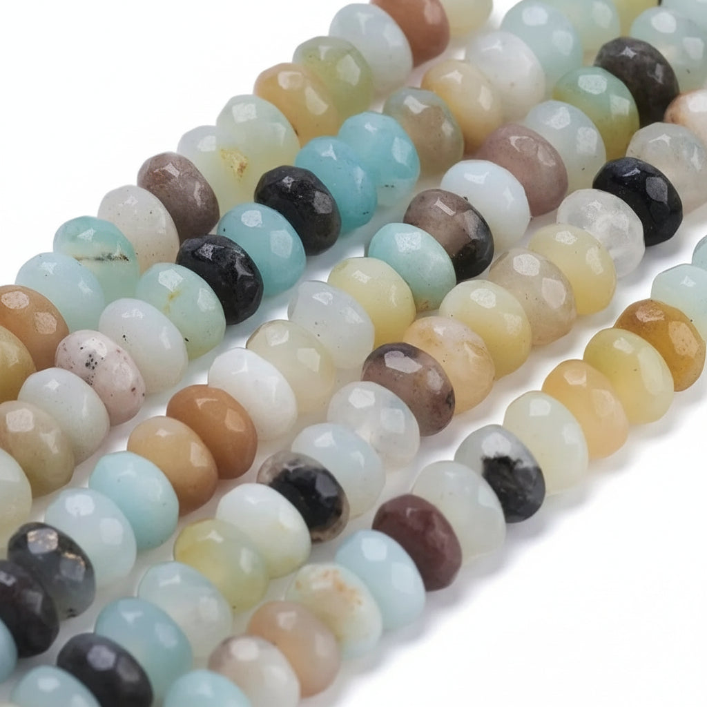 Edelsteen Kralen Bloem Amazoniet Rondel 4.5x3mm - 20 stuks-Kralen-Kraaltjes van Renate