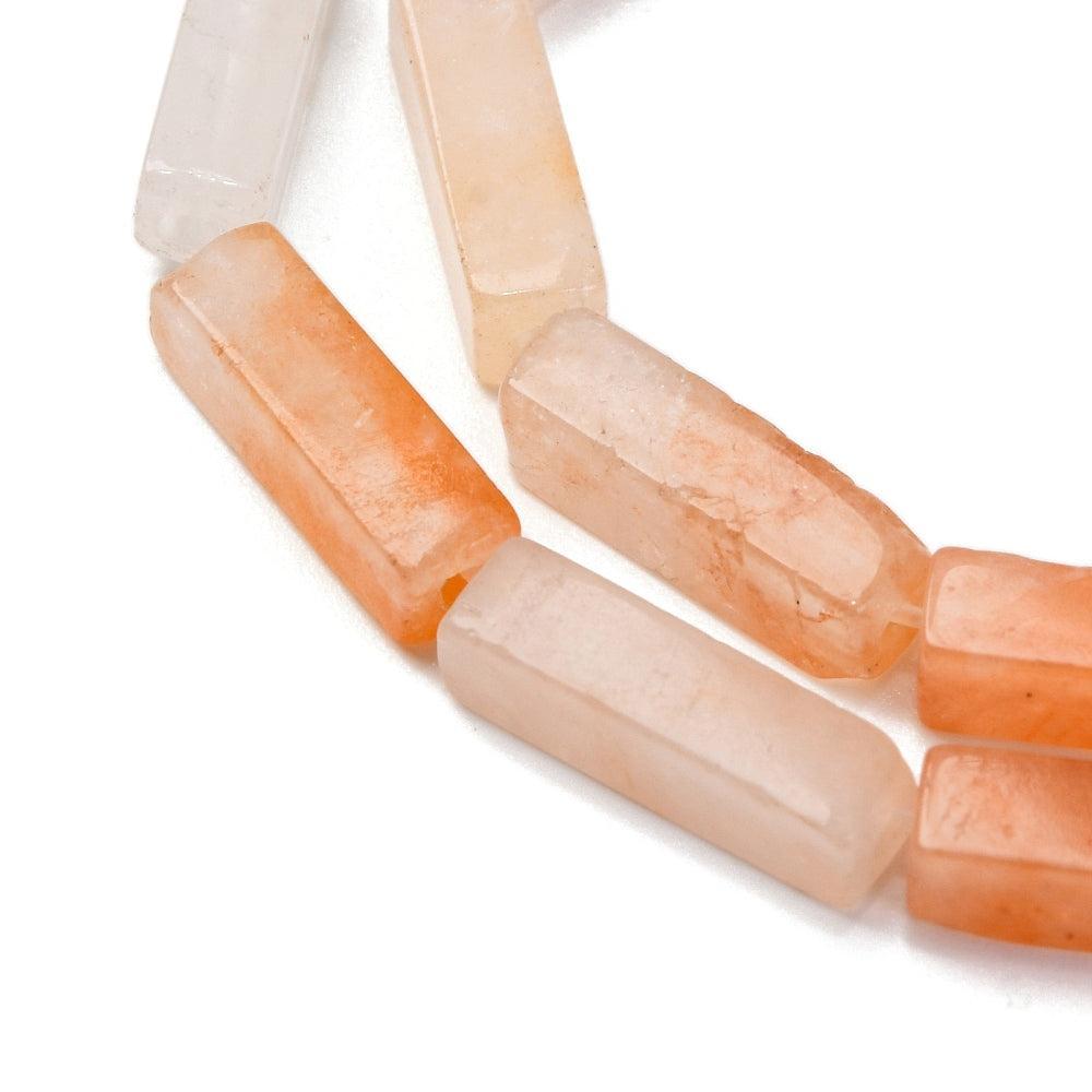 Edelsteen Kraal Carneool Tube Vierkant Oranje 13mm - per stuk-Kralen-Kraaltjes van Renate