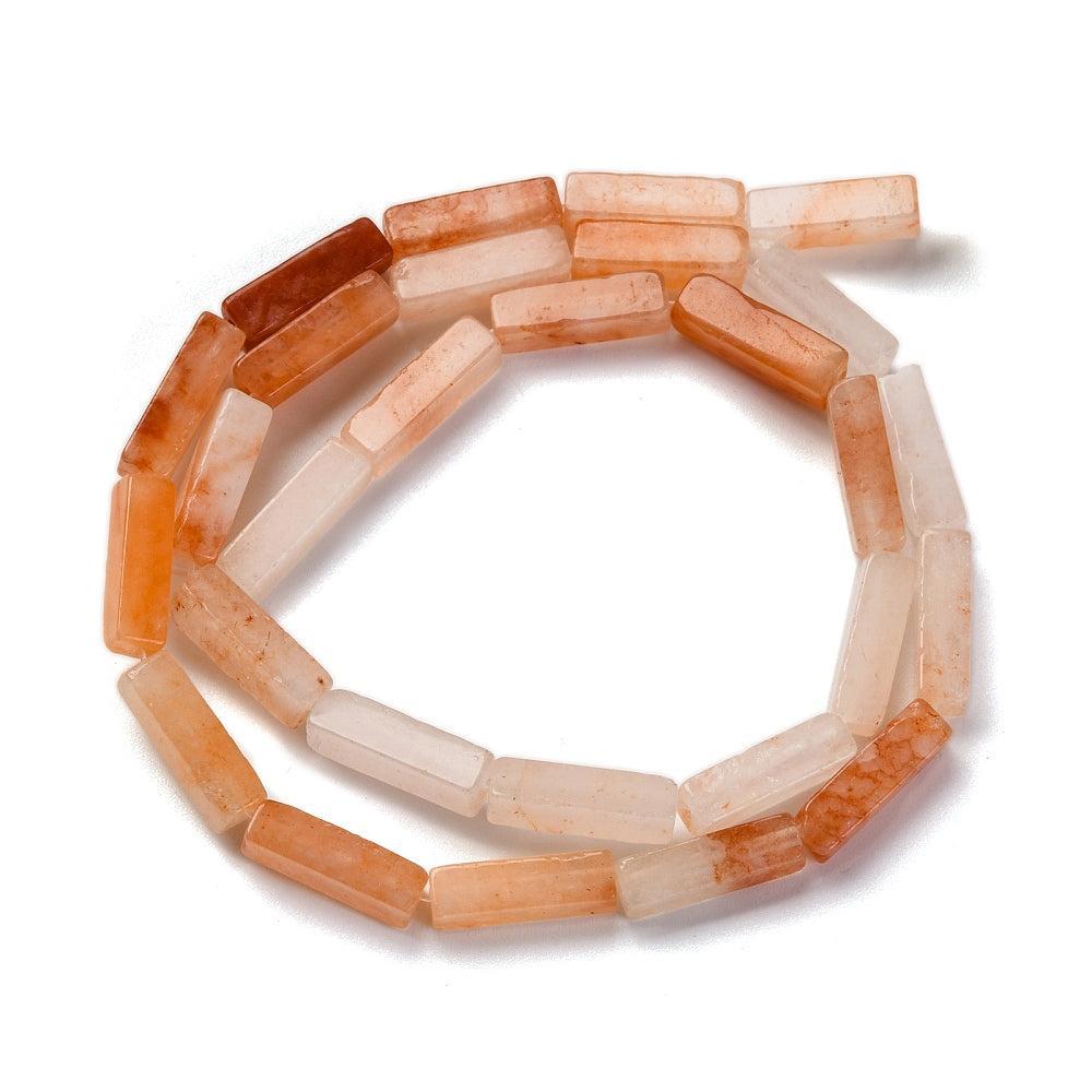 Edelsteen Kraal Carneool Tube Vierkant Oranje 13mm - per stuk-Kralen-Kraaltjes van Renate