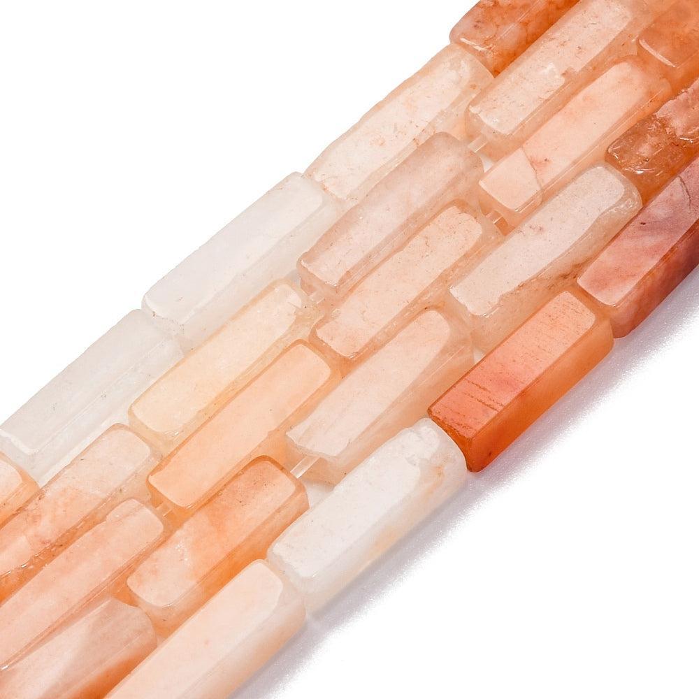 Edelsteen Kraal Carneool Tube Vierkant Oranje 13mm - per stuk-Kralen-Kraaltjes van Renate