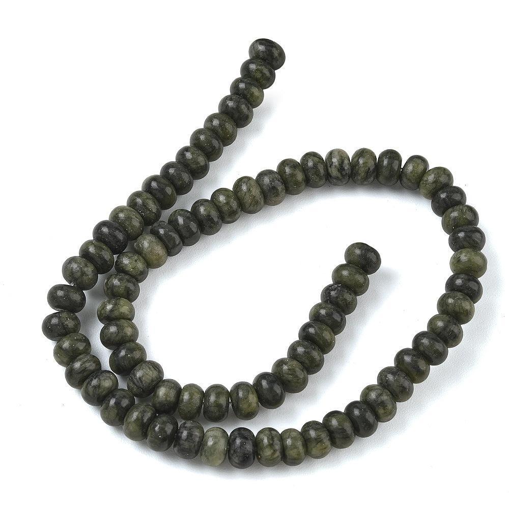Edelsteen Kralen Chinese Jade Rondel Donkergroen 8x5mm - 20 stuks-Kralen-Kraaltjes van Renate