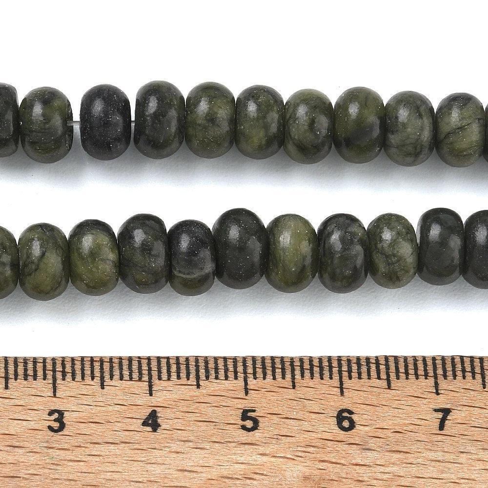 Edelsteen Kralen Chinese Jade Rondel Donkergroen 8x5mm - 20 stuks-Kralen-Kraaltjes van Renate