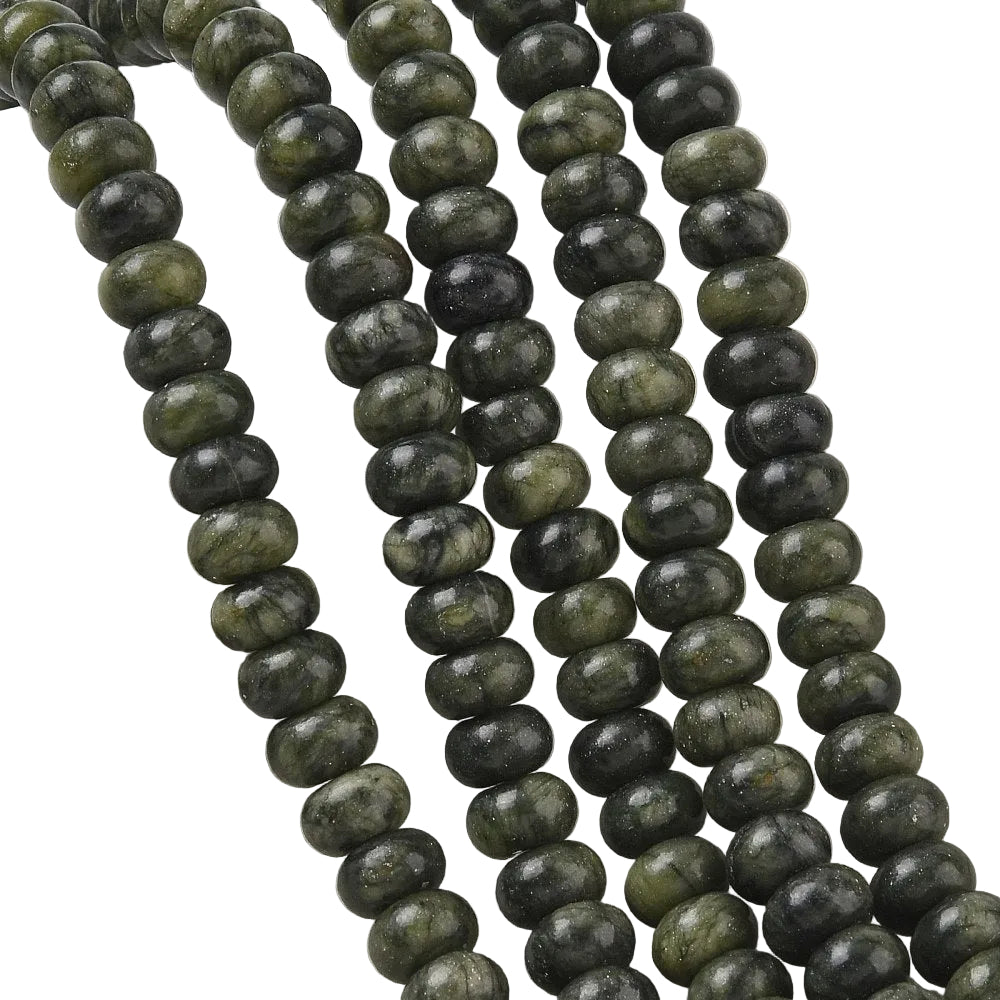 Edelsteen Kralen Chinese Jade Rondel Donkergroen 8x5mm - 20 stuks-Kralen-Kraaltjes van Renate