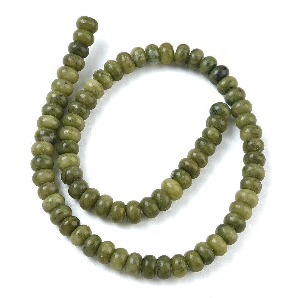 Edelsteen Kralen Chinese Jade Rondel Olijfgroen 8x5mm - 20 stuks-Kralen-Kraaltjes van Renate