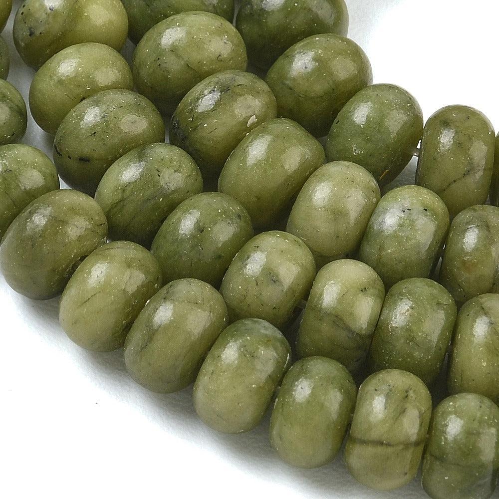Edelsteen Kralen Chinese Jade Rondel Olijfgroen 8x5mm - 20 stuks-Kralen-Kraaltjes van Renate