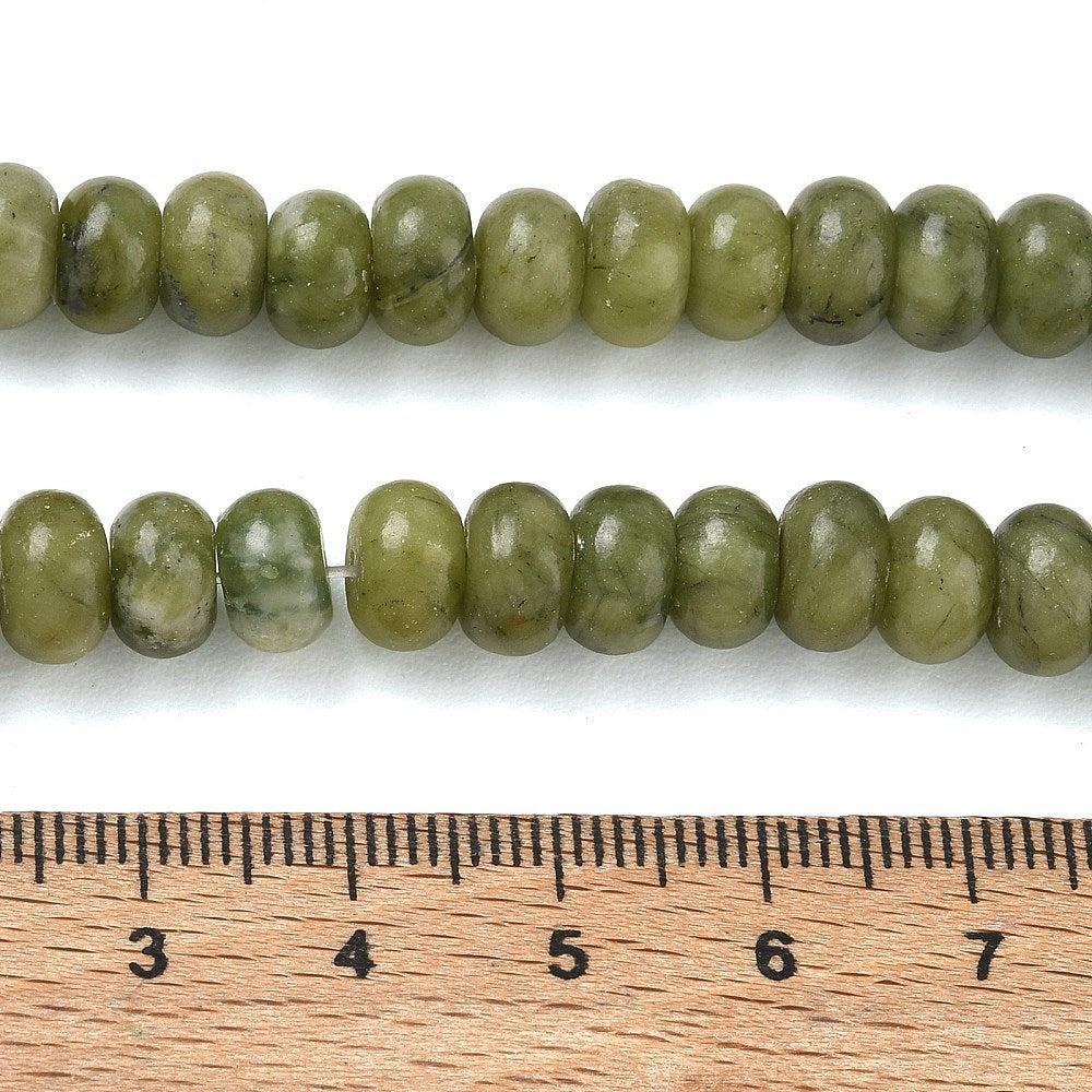 Edelsteen Kralen Chinese Jade Rondel Olijfgroen 8x5mm - 20 stuks-Kralen-Kraaltjes van Renate