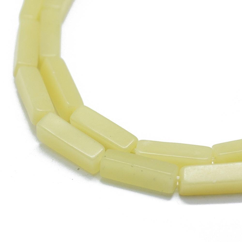 Edelsteen Kraal Citroen Jade Tube Vierkant Geel 13mm - per stuk-Kralen-Kraaltjes van Renate