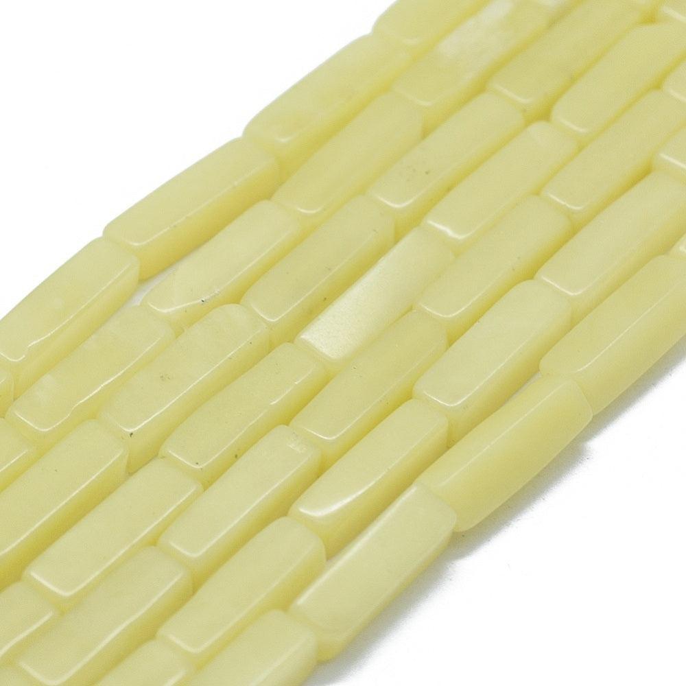 Edelsteen Kraal Citroen Jade Tube Vierkant Geel 13mm - per stuk-Kralen-Kraaltjes van Renate
