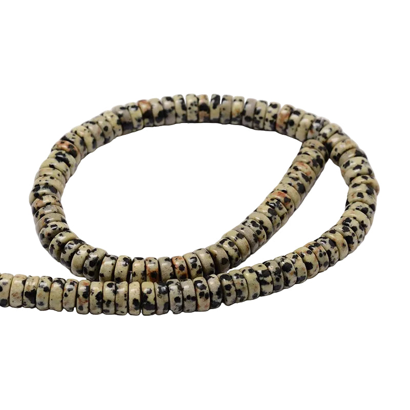Edelsteen Kralen Dalmatier Jaspis Heishi Crème 8x4mm - 20 stuks-Kralen-Kraaltjes van Renate