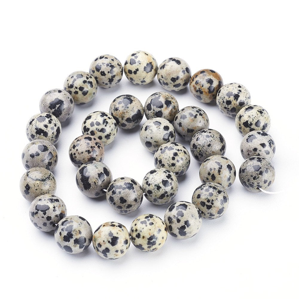 Edelsteen Kralen Dalmatiër Jaspis Rond Wit 12mm - per stuk-Kralen-Kraaltjes van Renate