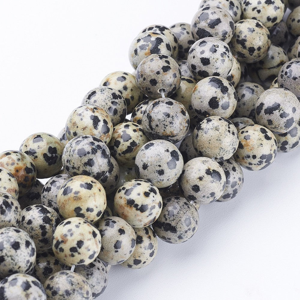 Edelsteen Kralen Dalmatiër Jaspis Rond Wit 12mm - per stuk-Kralen-Kraaltjes van Renate