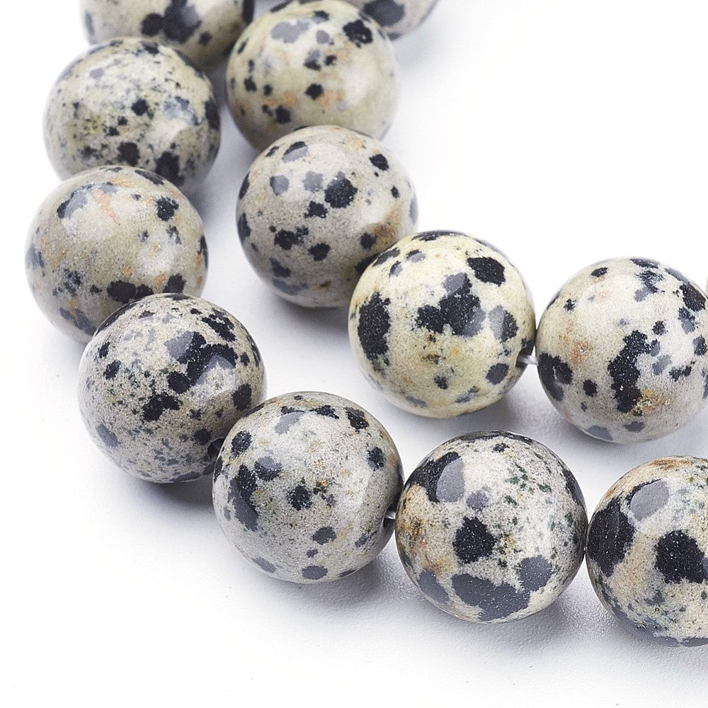 Edelsteen Kralen Dalmatiër Jaspis Rond Wit 12mm - per stuk-Kralen-Kraaltjes van Renate