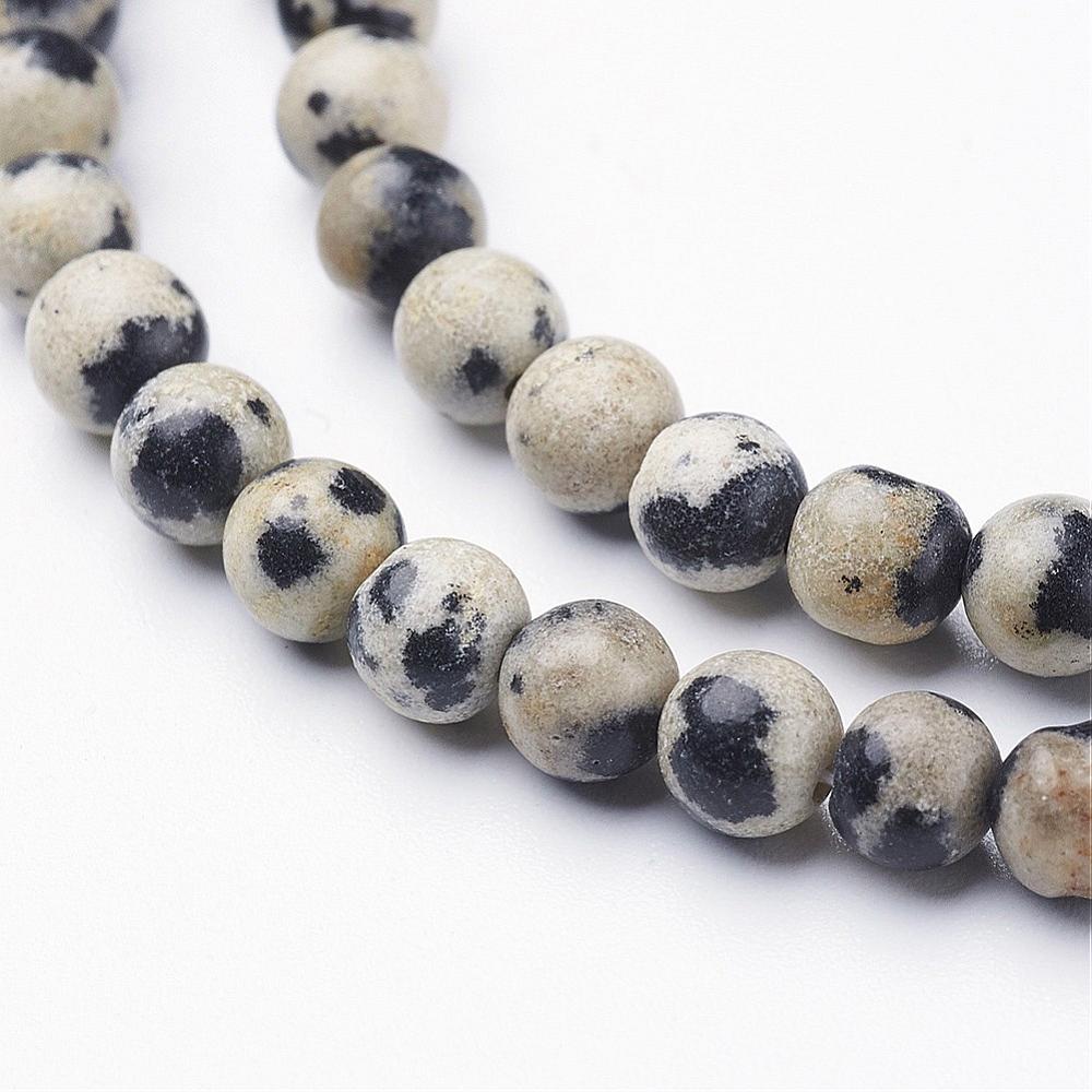 Edelsteen Kralen Dalmatier Jaspis Rond Wit 4mm - ± 86 stuks-Kralen-Kraaltjes van Renate