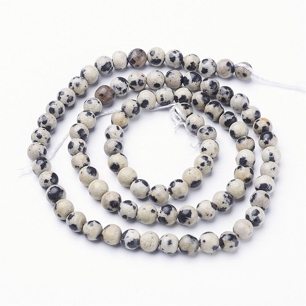 Edelsteen Kralen Dalmatier Jaspis Rond Wit 4mm - ± 86 stuks-Kralen-Kraaltjes van Renate