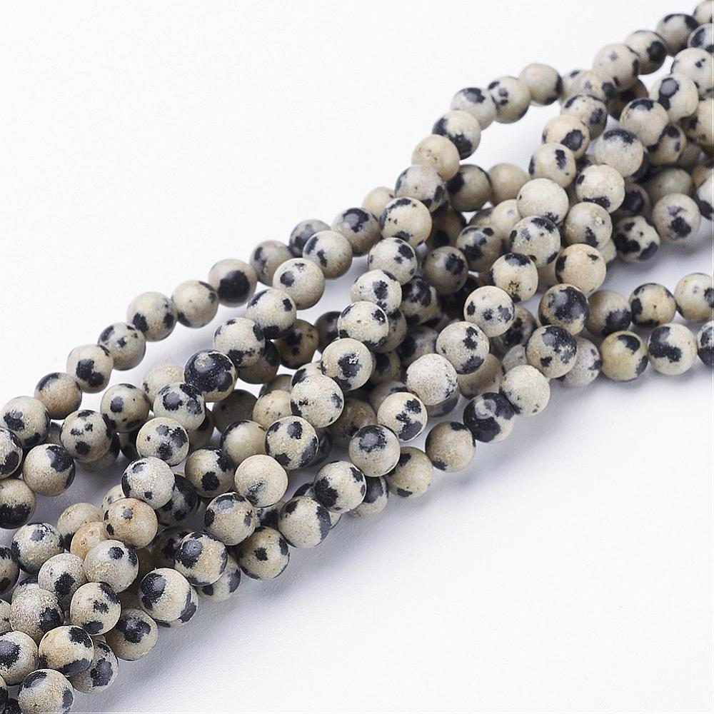 Edelsteen Kralen Dalmatier Jaspis Rond Wit 4mm - ± 86 stuks-Kralen-Kraaltjes van Renate
