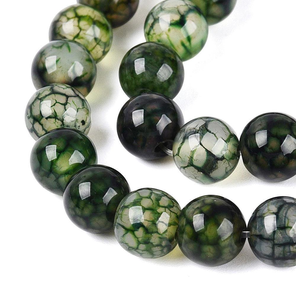 Edelsteen Kralen Drakenader Agaat Rond Donkergroen 8mm - 25 stuks-Kralen-Kraaltjes van Renate