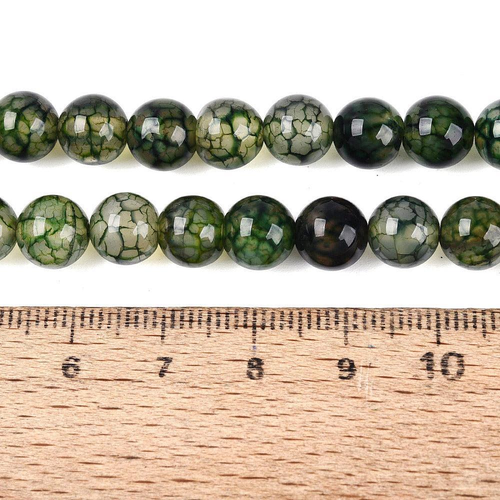 Edelsteen Kralen Drakenader Agaat Rond Donkergroen 8mm - 25 stuks-Kralen-Kraaltjes van Renate