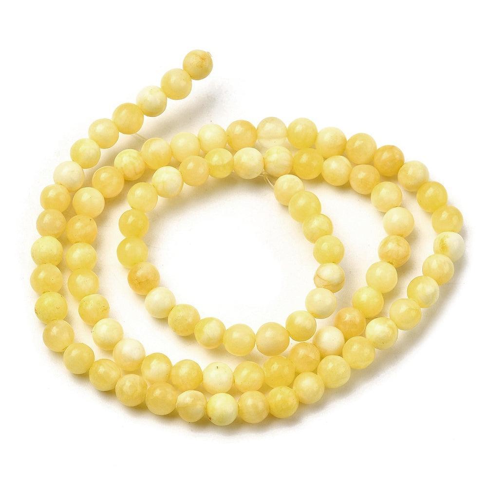 Edelsteen Kralen Gele Jade Rond Geel 4mm - per streng (± 87 stuks)-Kralen-Kraaltjes van Renate
