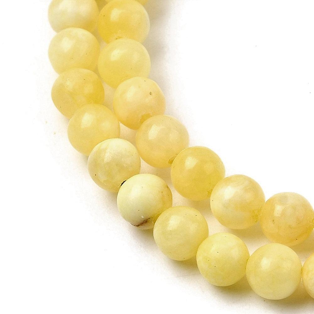 Edelsteen Kralen Gele Jade Rond Geel 4mm - per streng (± 87 stuks)-Kralen-Kraaltjes van Renate
