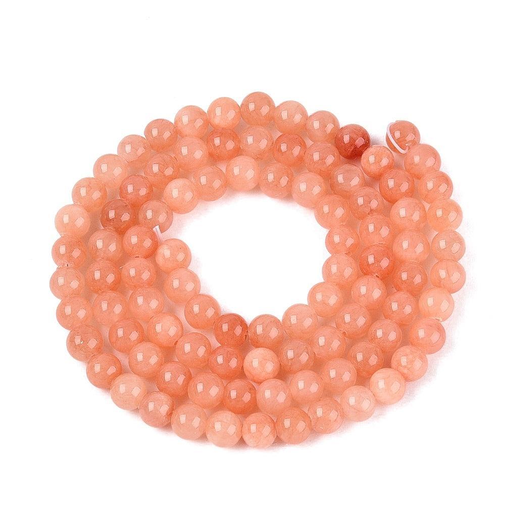 Edelsteen Kralen Gele Jade Rond Zalmroze 4mm - ± 95 stuks-Kralen-Kraaltjes van Renate