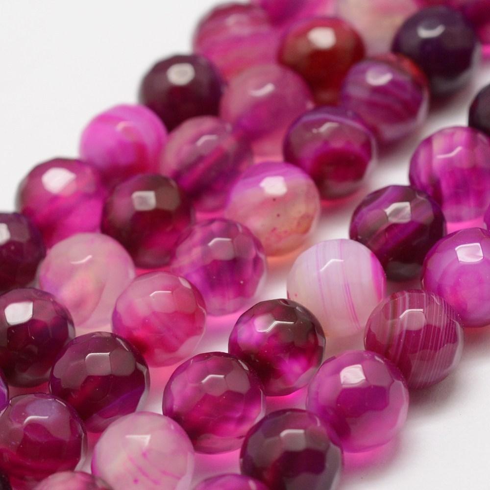 Edelsteen Kralen Gestreepte Agaat Rond Magenta 4mm - per streng (± 86 stuks)-Kralen-Kraaltjes van Renate