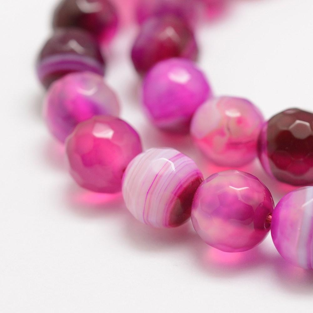 Edelsteen Kralen Gestreepte Agaat Rond Magenta 4mm - per streng (± 86 stuks)-Kralen-Kraaltjes van Renate