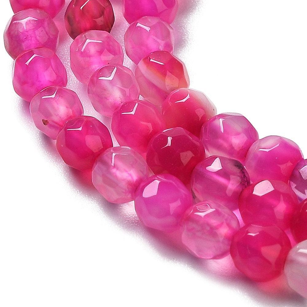 Edelsteen Kralen Gestreepte Agaat Rond Magenta 4mm - per streng (± 86 stuks)-Kralen-Kraaltjes van Renate