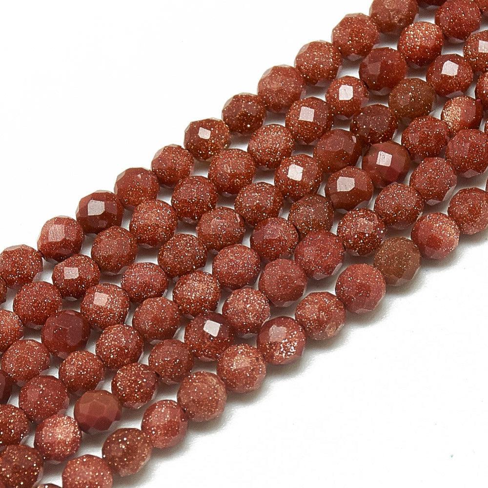 Edelsteen Kralen Goudsteen Facet Rond Roodbruin 3mm - 20 stuks-Kralen-Kraaltjes van Renate