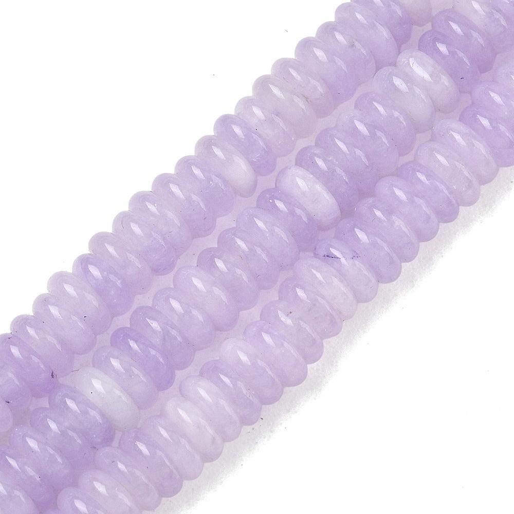 Edelsteen Kralen Witte Jade Rondel Lila 6.5x2mm - 30 stuks-Kralen-Kraaltjes van Renate