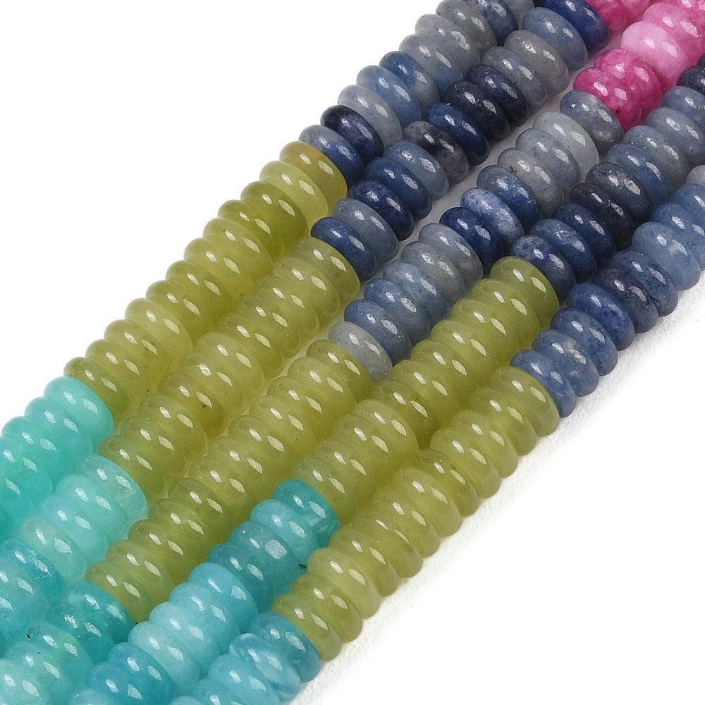 Edelsteen Kralen Jade Rondel Multicolor Kleur 6.5x2mm - per streng (± 164 stuks)-Kralen-Kraaltjes van Renate
