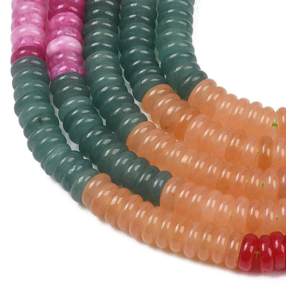Edelsteen Kralen Jade Rondel Multicolor Kleur 6.5x2mm - per streng (± 164 stuks)-Kralen-Kraaltjes van Renate