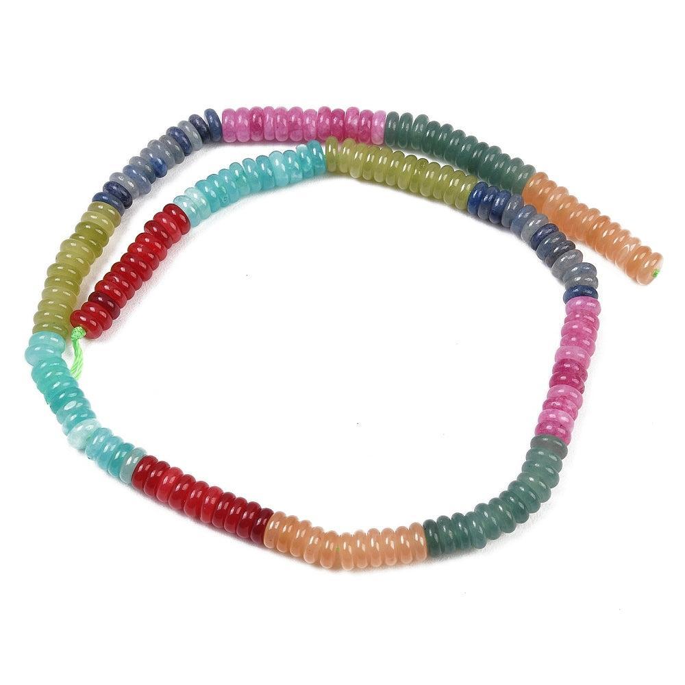 Edelsteen Kralen Jade Rondel Multicolor Kleur 6.5x2mm - per streng (± 164 stuks)-Kralen-Kraaltjes van Renate