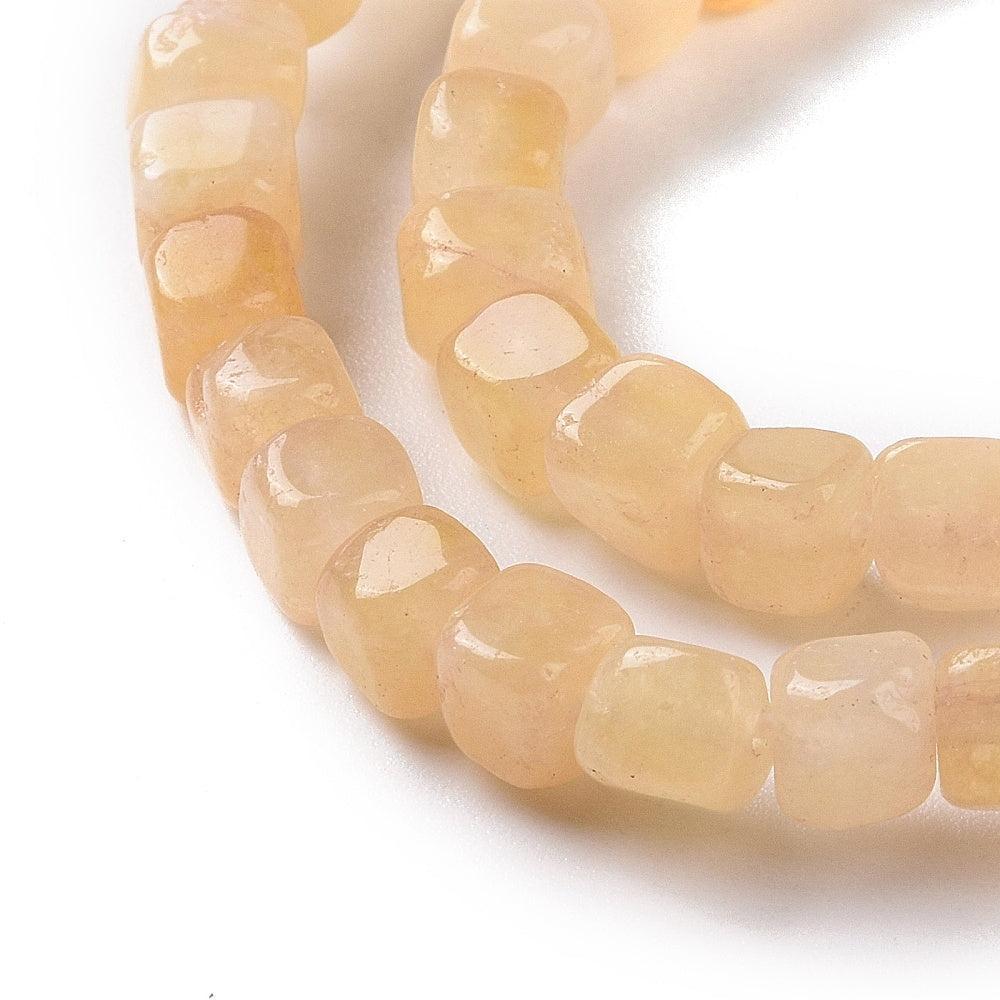 Edelsteen Kralen Kwarts Kubus Zandbruin 7mm - 25 stuks-Kralen-Kraaltjes van Renate