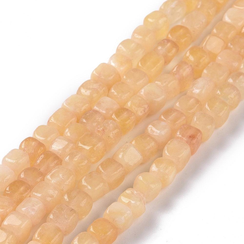 Edelsteen Kralen Kwarts Kubus Zandbruin 7mm - 25 stuks-Kralen-Kraaltjes van Renate